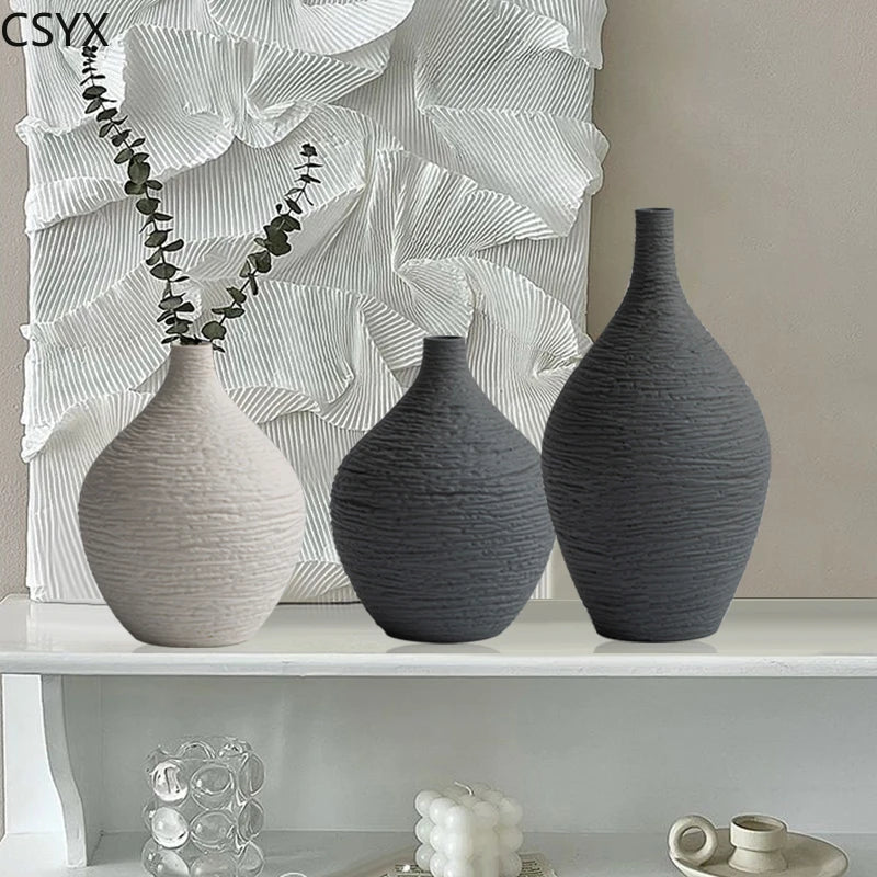 vase céramique moderne gris blanc texture tissée décoration intérieure salon