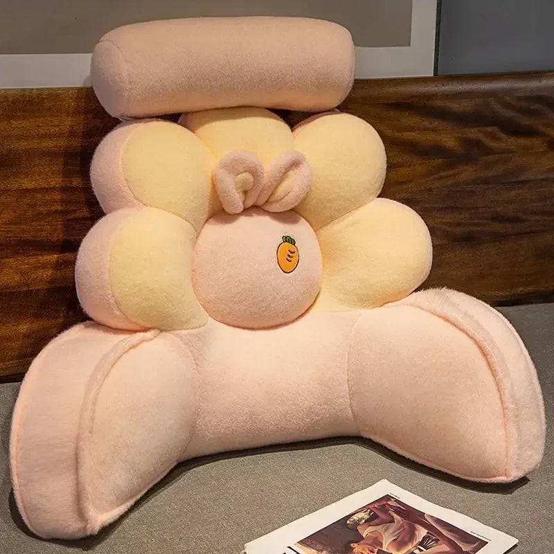 coussin dos fleurs orange blanc polyester coton cartoon plush doux confortable mignon lit