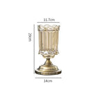 vase verre transparent motif rayé fleurs artificielles peonies roses decoratif moderne salon