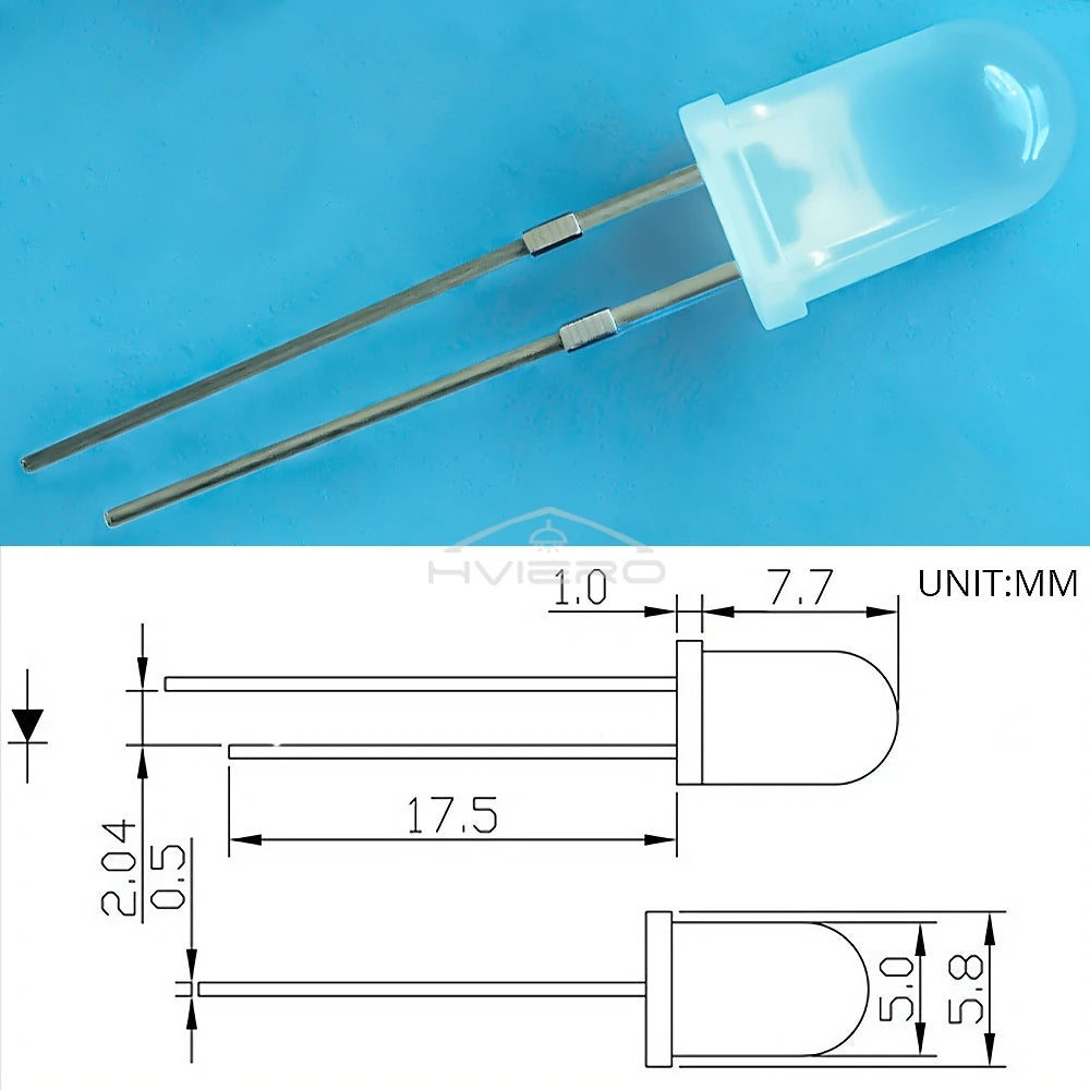 Diodes led bleu vert rouge blanc chaud blanc 5mm diffusées 1000 pièces nouvelle condition