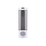 distributeur savon noir transparent moderne fixation murale bouton déclenchement lisse minimaliste