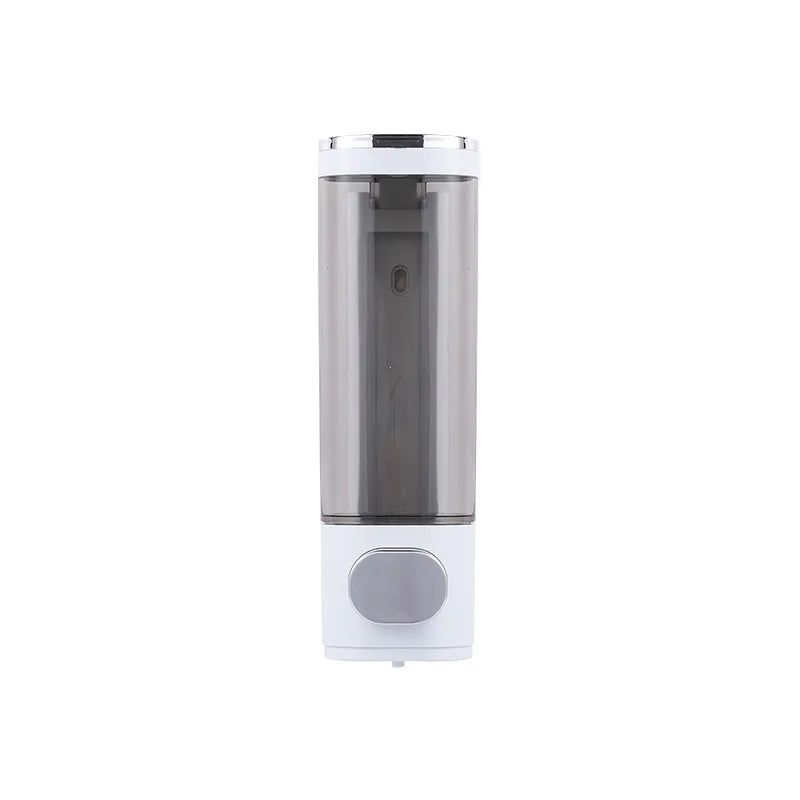distributeur savon noir transparent moderne fixation murale bouton déclenchement lisse minimaliste