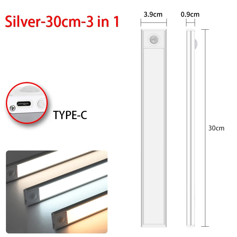 veilleuse led sans fil rechargeable détecteur mouvement sous meuble blanc moderne 10cm 20cm 30cm