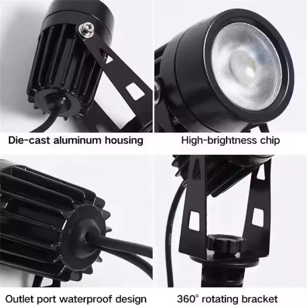 spots led jardin ip65 étanches noirs modernes télécommande adaptable echangement couleurextérieur abs