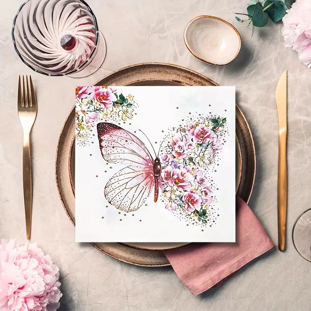 serviettes multicolores fleurs décoratives festives happy birthday anniversaire noël mariage transparentes table festive