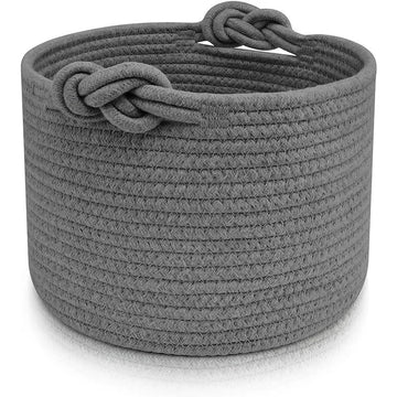 paniers coton tressé blancs ovales multi usages moderne anneaux métalliques chaussons accessoires bain salon