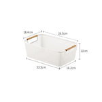 paniers rangement blanc jaune bleu rose noir maille fine moderne pratique poignées bois