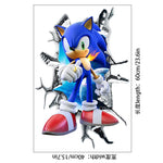 sticker mural 3d sonic bleu blanc rouge moderne adhésif ombre urbain lumière chambre enfant