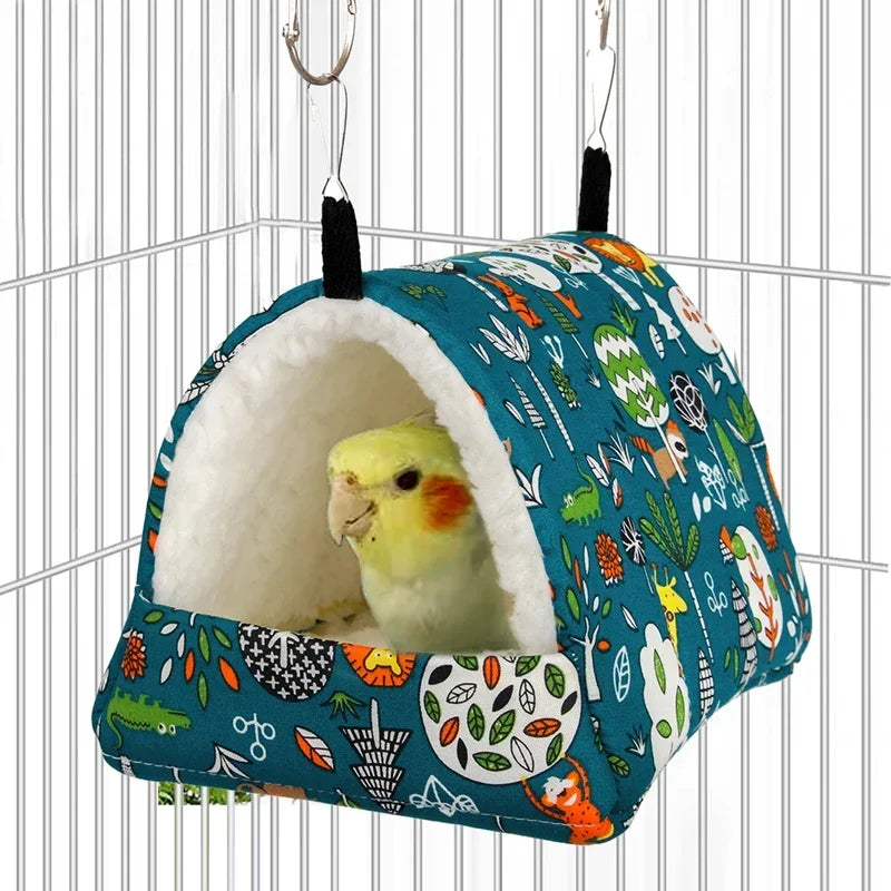 abri oiseaux imprimé animaux bleu jaune blanc moderne confortable métalliques taille