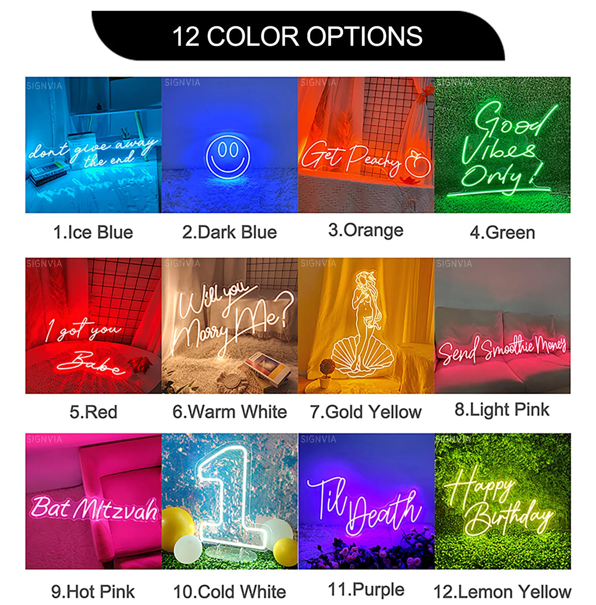 enseigne lumineuse néon blanc moderne élégante lettres stylisées câble usb interrupteur on off