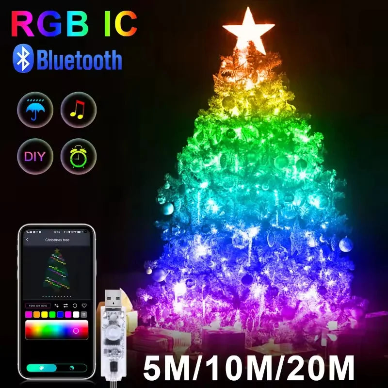 guirlande lumineuse led multicolore verre moderne étanche ip67 10m 15m 20m bluetooth musique diy