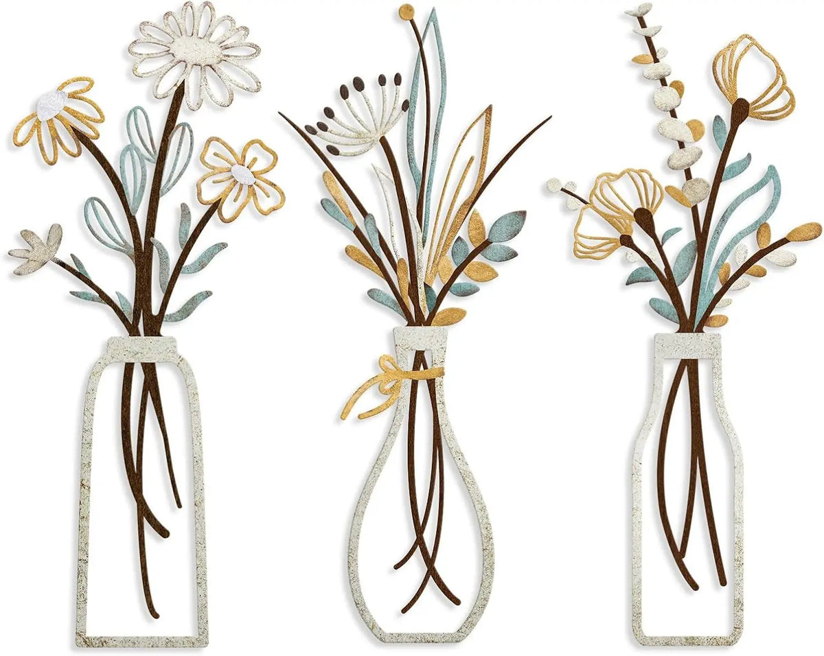 bouquet mural fleurs artificielles moderne minimaliste adhésif blanc beige marron