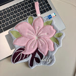 protège laptop fleurs brodées doux moelleux magnolia begonia flower violet rose vert blanc gris