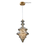 suspension lumineuse moderne transparente dorées câble suspendu élégante led trois couleurs chambre principale