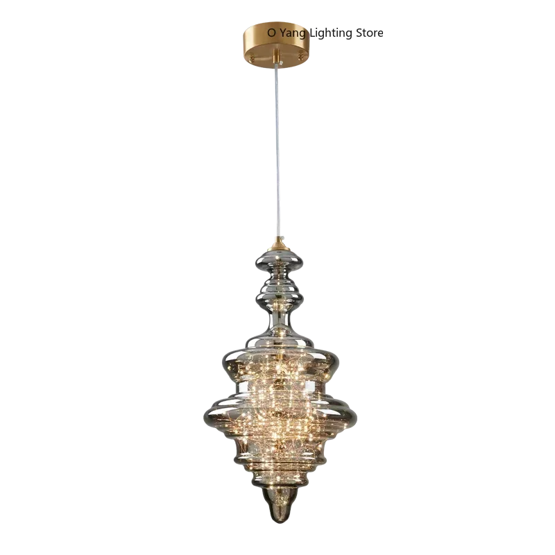 suspension lumineuse moderne transparente dorées câble suspendu élégante led trois couleurs chambre principale