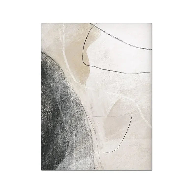 tableau abstrait motif beige gris toile coton texturée sans cadre moderne chambre salon decoration