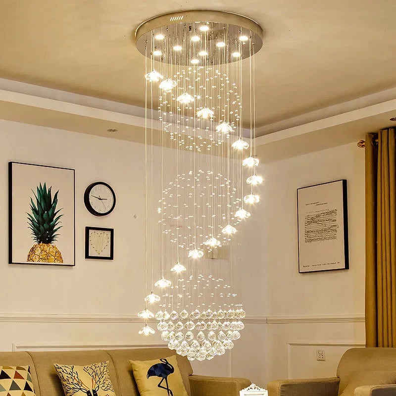 Suspension lumineuse moderne cristal transparente chambre salon 90 260V 249 2000lm