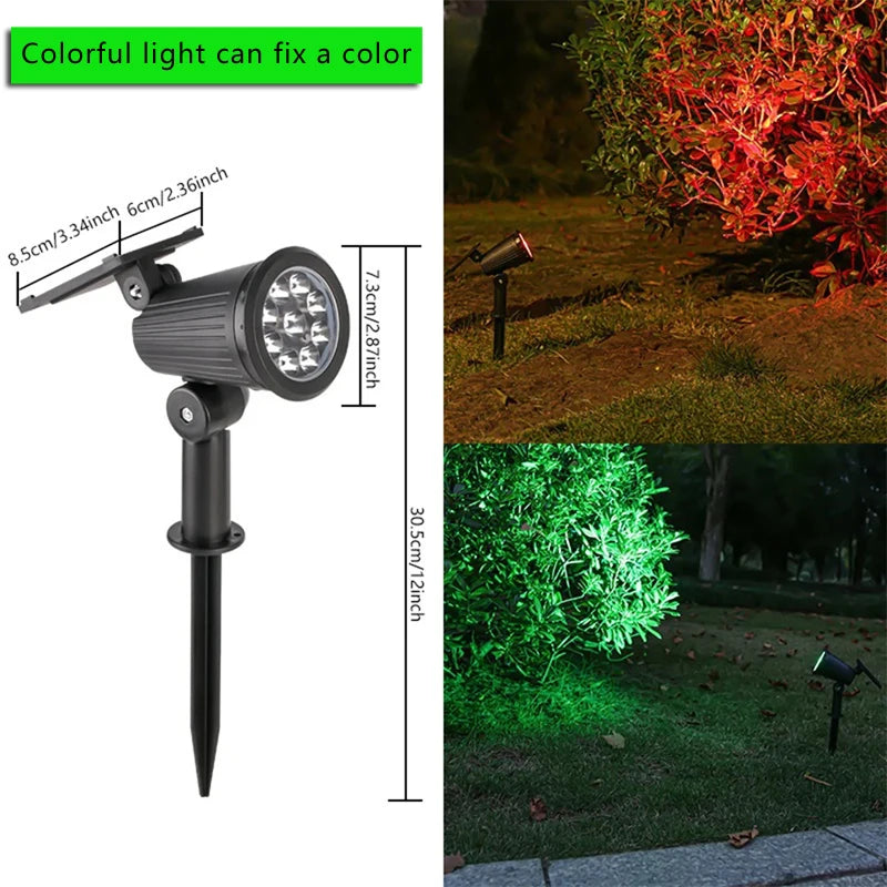 projecteur solaire extérieur led réglable ip65 moderne plusieurs couleurs lumière verte rouge bleu