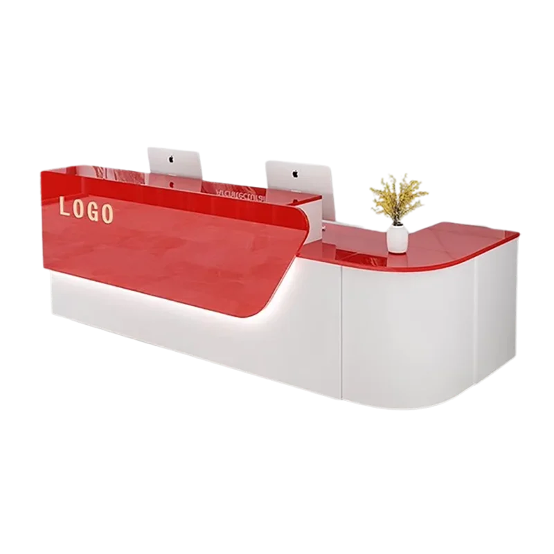 comptoir accueil moderne blanc tiroirs rangement mobilier commercial luxe minimaliste