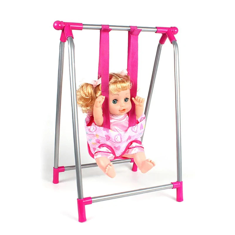 jouets poupées rose blanc gris imprimés coeurs bébés balançoire chaise poussette lit ensemble modernes