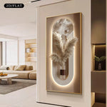 toile murale moderne abstraite pampa vase minimaliste décoration salon beige blanc 100x200cm