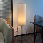 lampe sol moderne led blanc texture rugueuse interrupteur bouton éclairage ambiance chambre salon