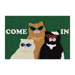 tapis d'entrée antidérapant pvc chatons lunettes moderne come in vert gris