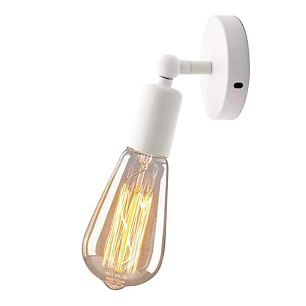 lampe murale industrielle vintage ampoule edison verre transparent noir blanc étude chambre