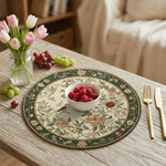 placemat classique floral oiseaux vert beige rose blanc 35cm 35cm