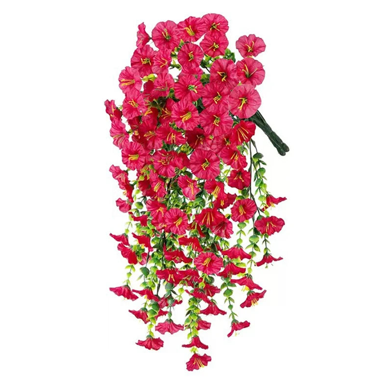 décoration murale guirlande florale artificielle cascade rose violet jaune blanc orange intérieur