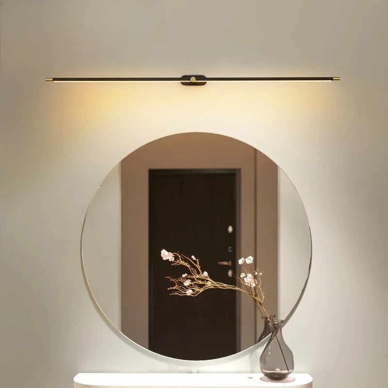 lampe salle bains moderne noir doré fixée mur flux lumineux élevé cold warm white