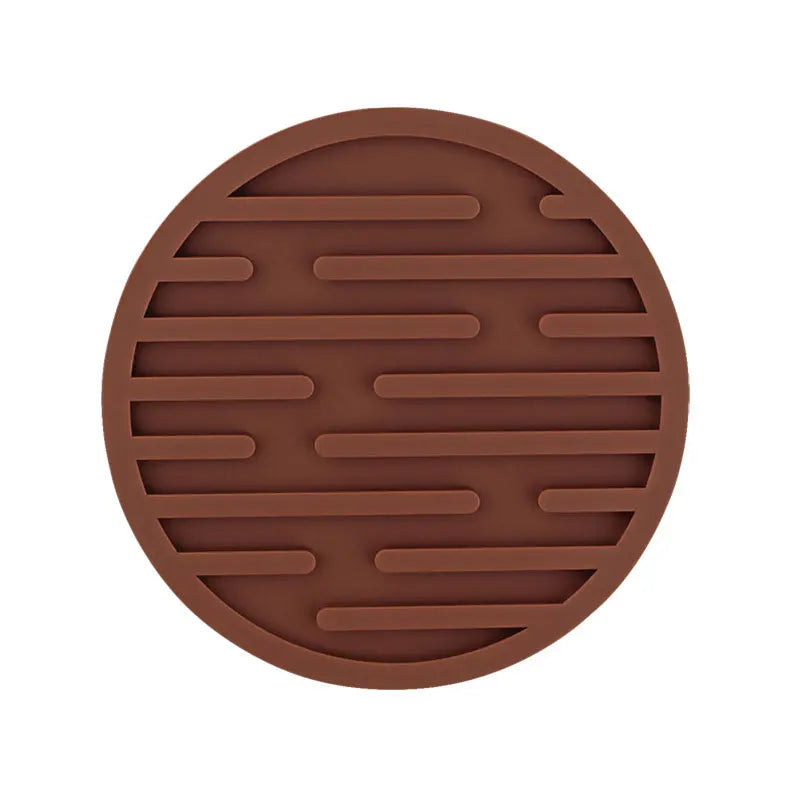 coasters ronds antidérapants silicone couleur noir rouge vert bleu marron blanc rayures horizontales moderne