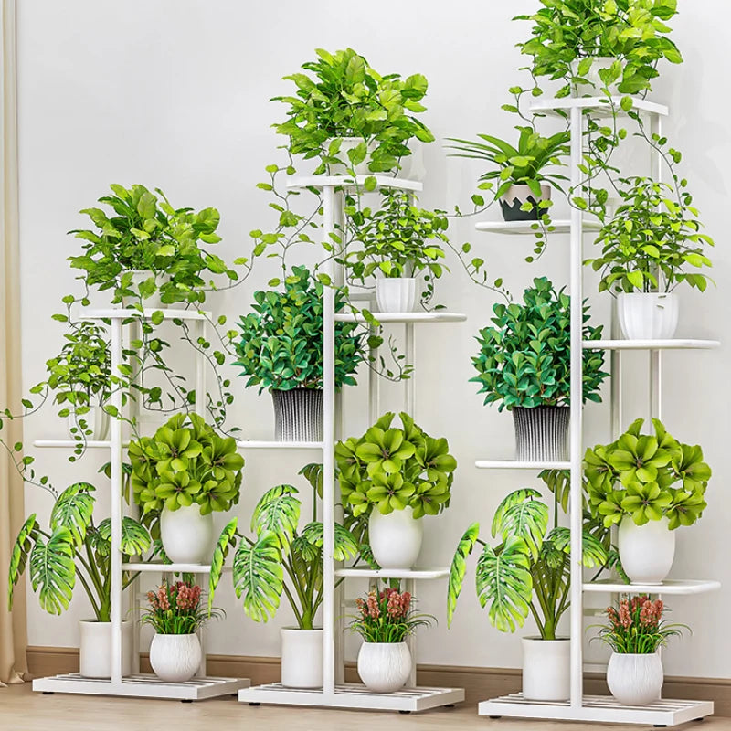 étagère plantes niveaux métal noir blanc moderne minimaliste assemblage support fleurs