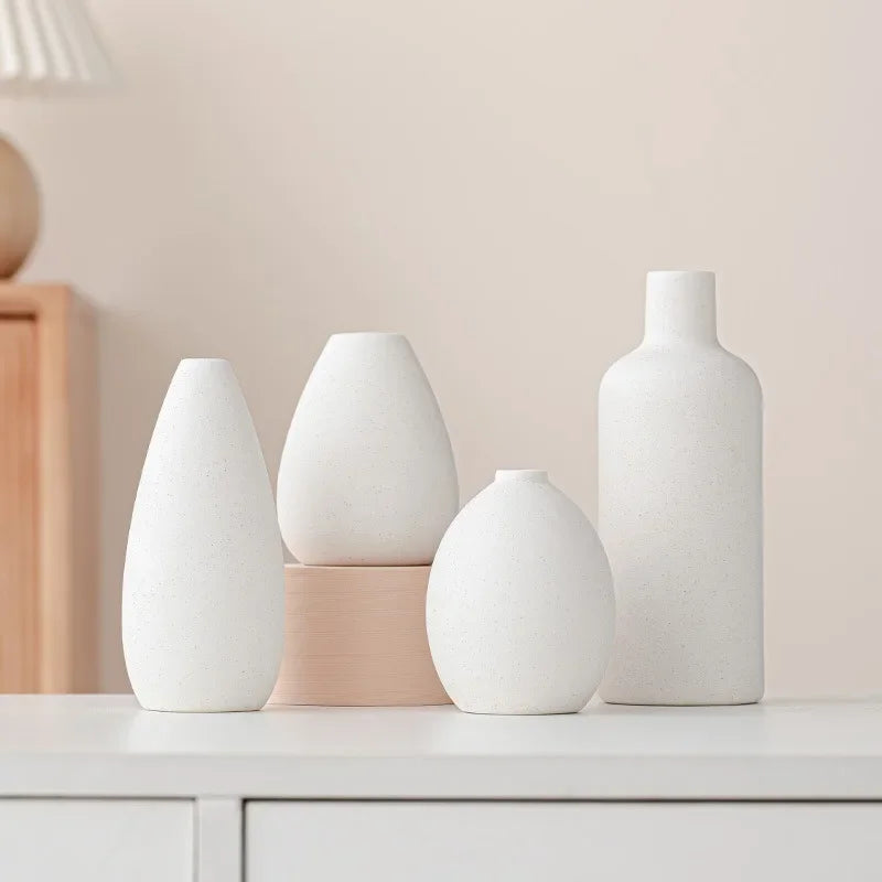 vase céramique blanc minimaliste ligne horizontale décoration intérieur table simpleOpaque