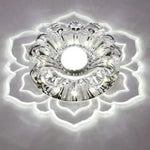 plafonnier led fleur crystal moderne élégant transparent blanc doré chambre salle manger