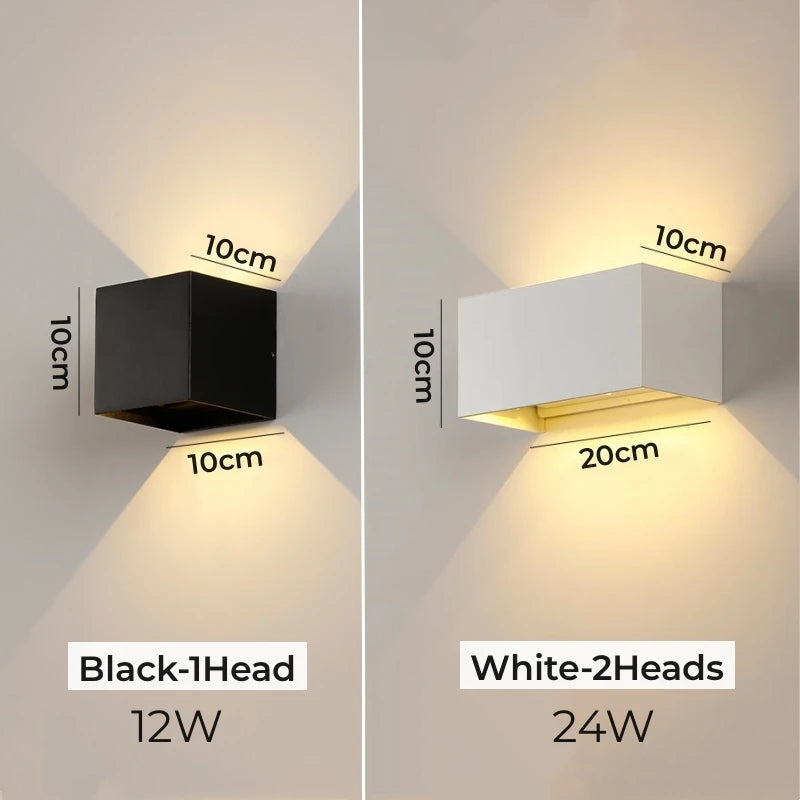 applique murale led motion sensor extérieure ip65 contemporaine 6000k 4000k 3000k đen trắng
