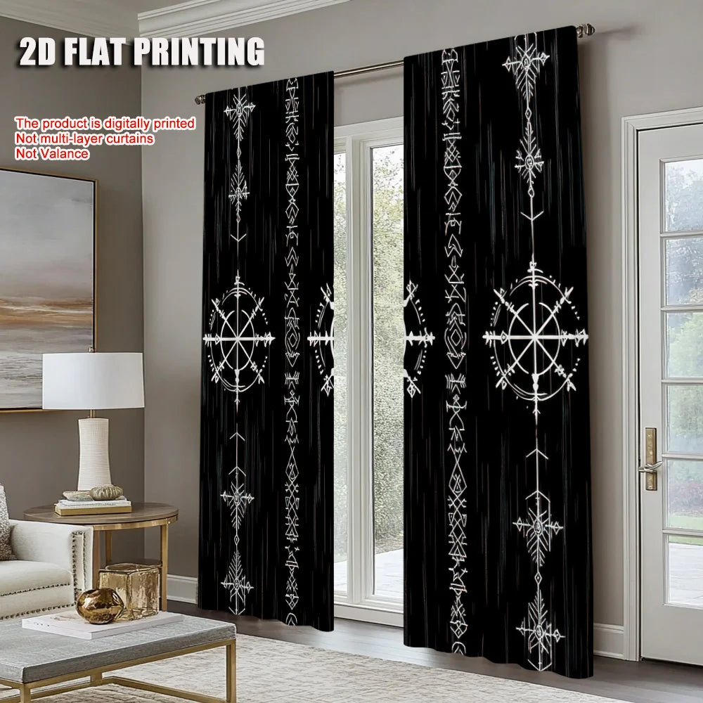 rideaux moderne viking motifs géométriques blancs opaques 100 polyester pièces