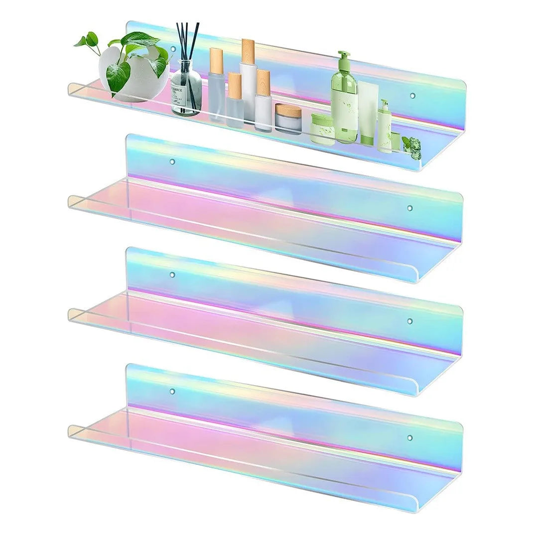 présentoir vinyles transparent effet miroir moderne étagère murale acrylique vis fixations minimaliste