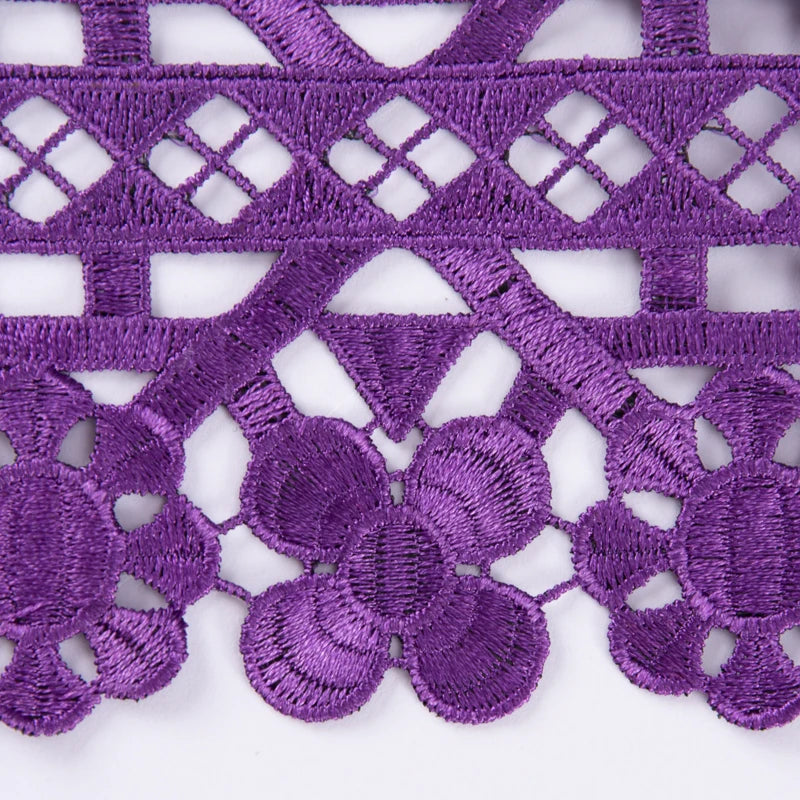 ruban dentelle violet fleurs motifs géométriques broderie fine polyester occasion party