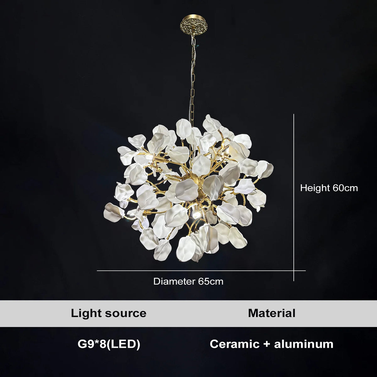 lustre suspendu moderne blanc doré petals mat cuisine salon chambre principal
