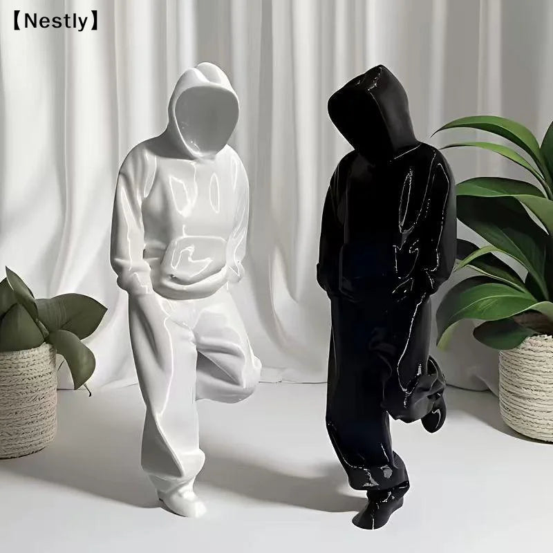 figurines résine humaines stylisées noir blanc minimaliste modernes intérieur