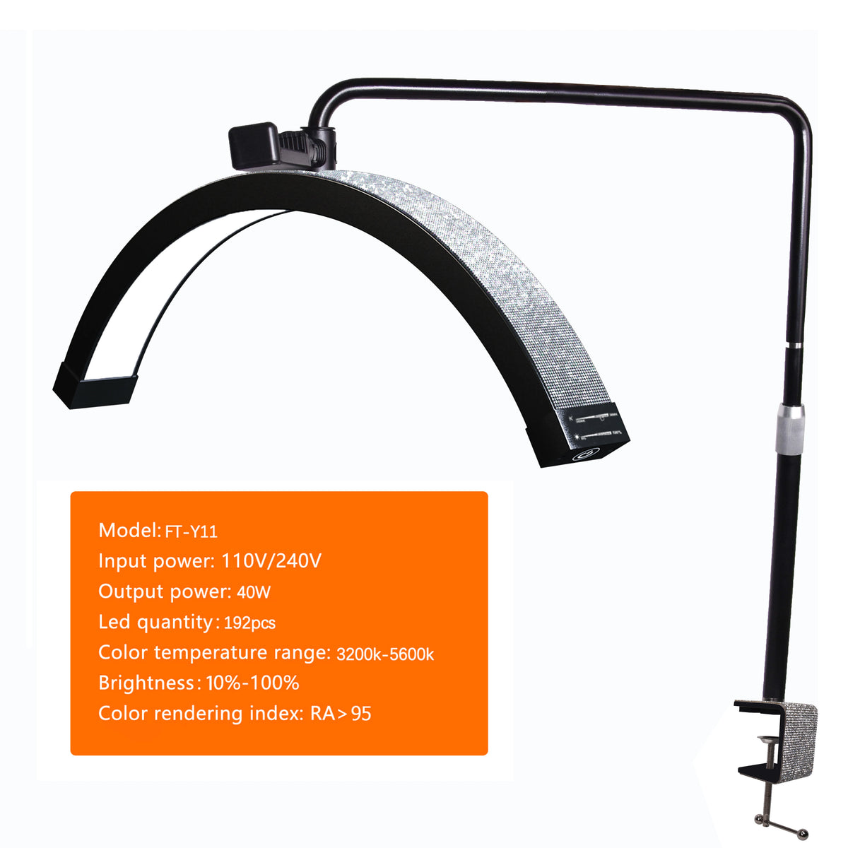 lampe led anneau noir blanc moderne clip adaptable 40w
