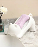 support savon chat blanc moderne tache rose salle bain accessoire bain blanc opacité moderne