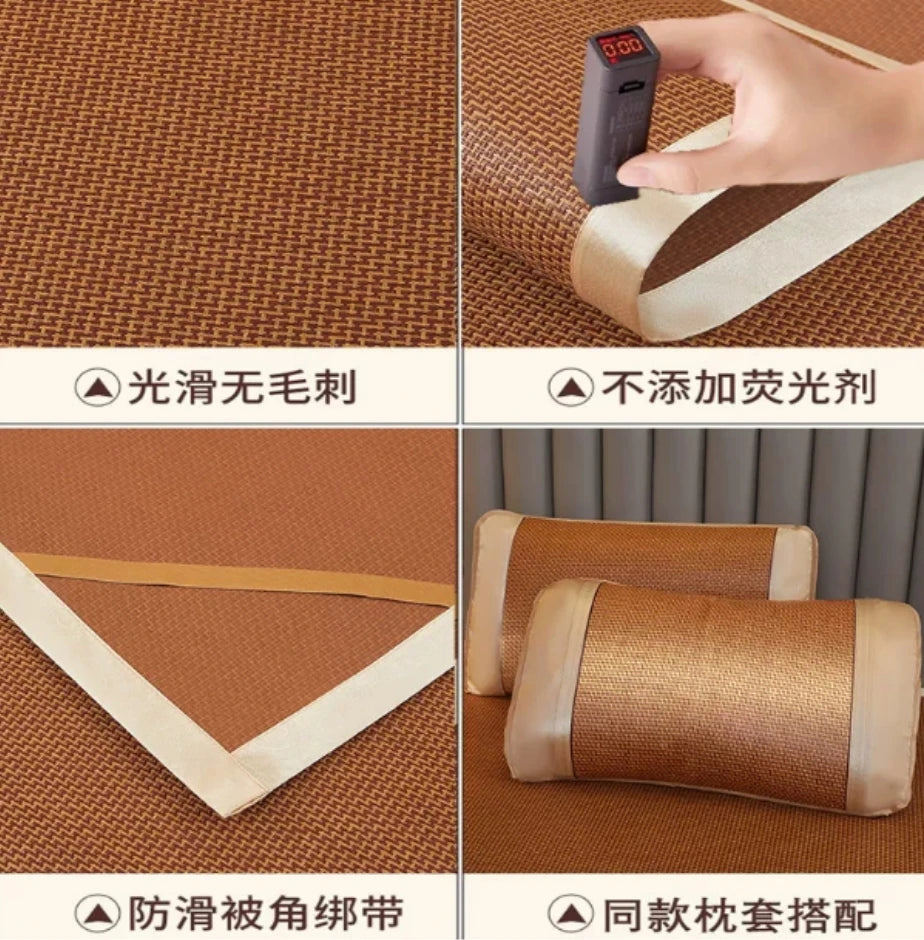 matelas marron clair tissé motifs géométriques moderne confortable ruban adhésif