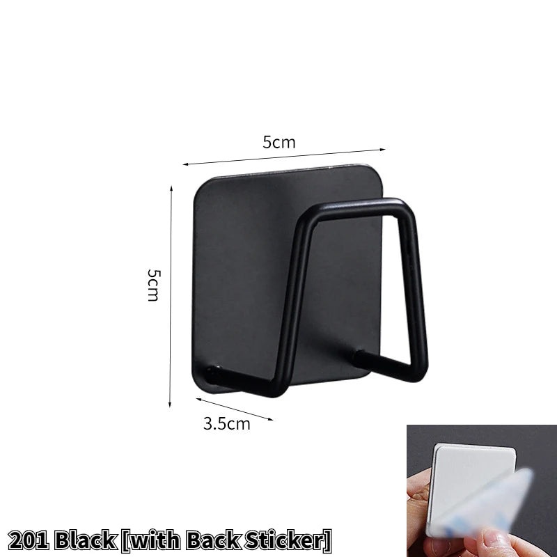 porte savon mural adhésif argenté noir blanc moderne minimaliste cuisine