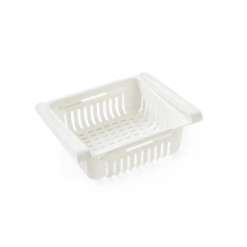 paniers rangement réfrigérateur extensibles blanc rose bleu clips grille perforation moderne pratique