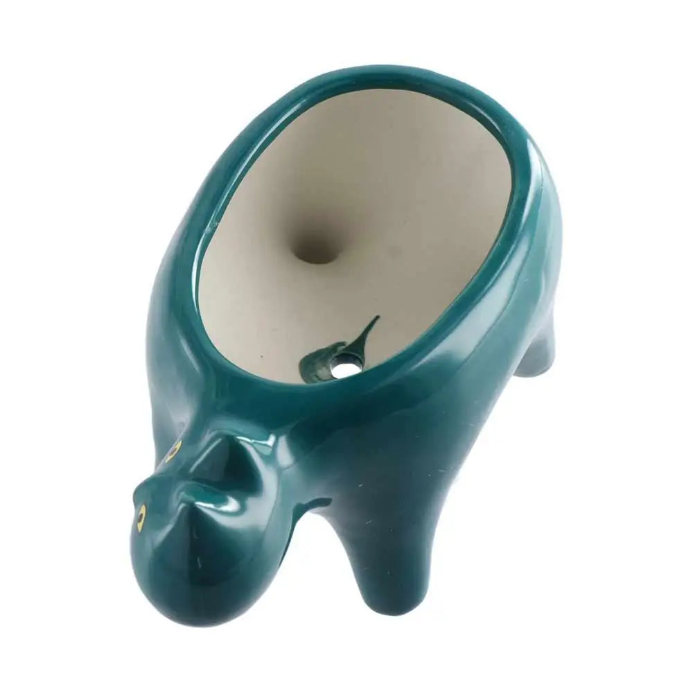 cache pot céramique chat stylisé moderne vert foncé glacé table jardin salon