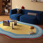 tapis moderne rayures diagonales bleu jaune blanc rouge salon chambre bleu jaune blanc rouge
