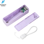 Batterie charge portable boîte stockage violet bleu rose noir blanc moderne compact lanière câble