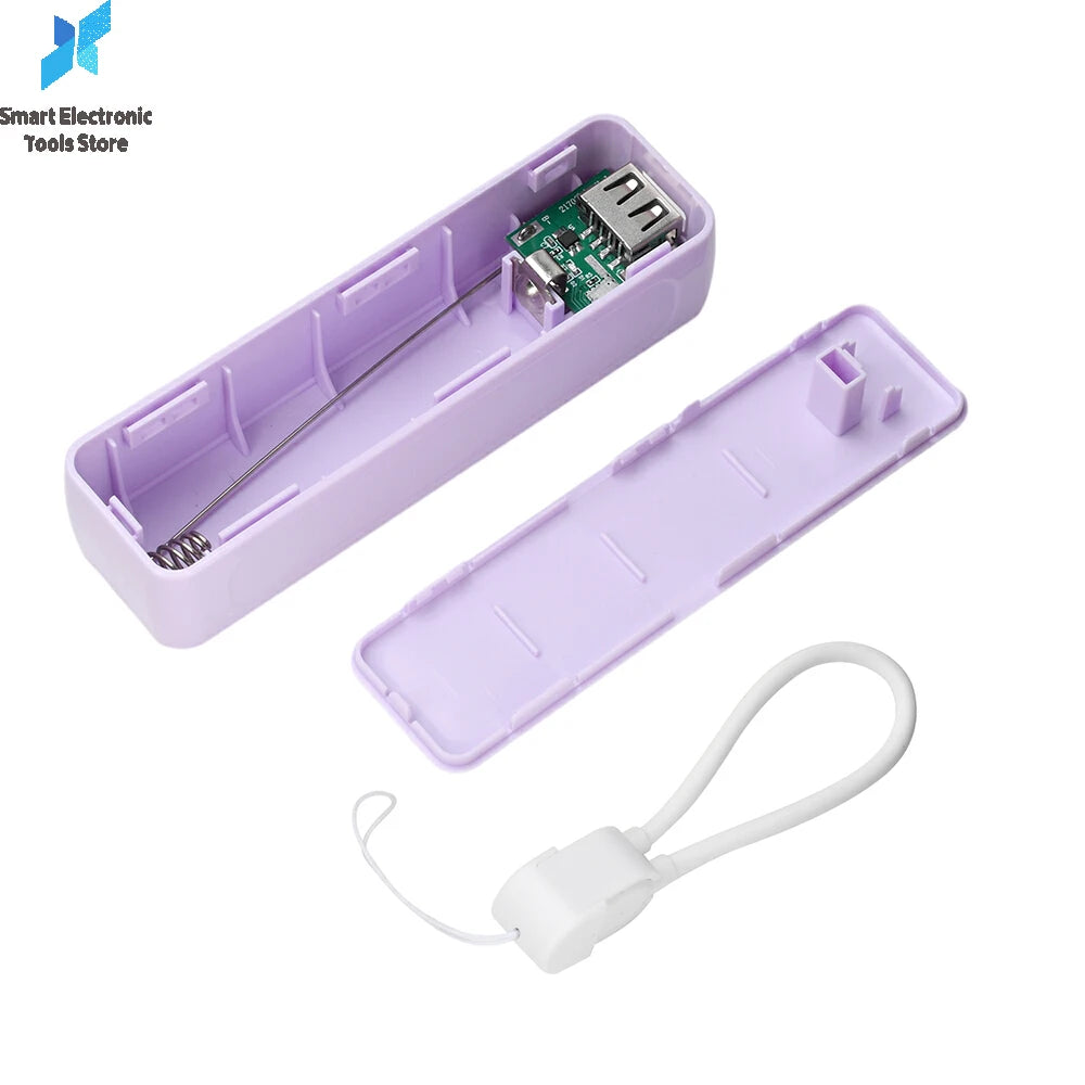 Batterie charge portable boîte stockage violet bleu rose noir blanc moderne compact lanière câble